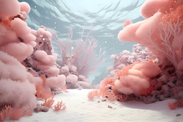 3D HD Full Brightness Coral Pink and White Dreamland






