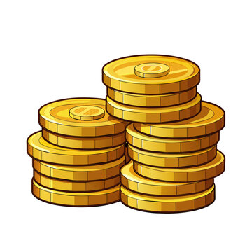 stack of golden coins money concept on white background