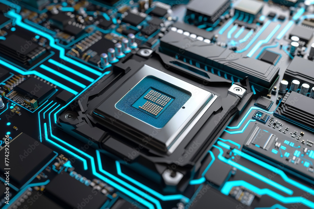 Poster a processor with a blue and silver design and a dual core system on it
