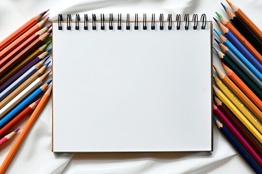 Notebook with pencils