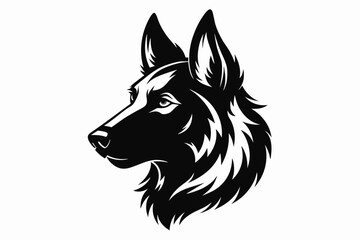 german shepherd head logo silhouette black vector illustration 