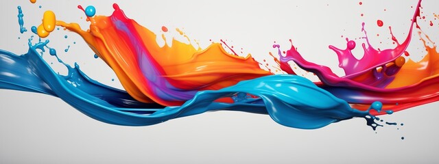 50D Lines of swirling paint splashed with white background.