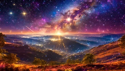Meubelstickers 幻想的な夜空 © ベルベットR