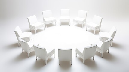 Seating arranged in groups with circular seating for specialized topic seminars, facilitating focused discussions and engagement among participants.
