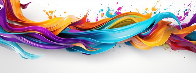 Explore the depths of creativity with a mesmerizing 3D visualization of swirling paint splashes, where imagination knows no bounds. - obrazy, fototapety, plakaty