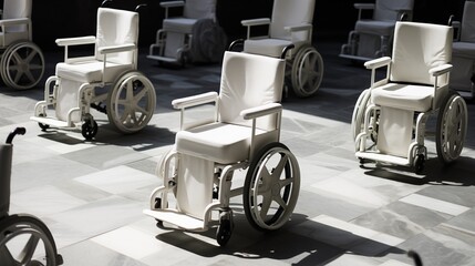 Seating designed to accommodate wheelchair users, ensuring accessibility and comfort for individuals with mobility impairments or disabilities.
 - obrazy, fototapety, plakaty