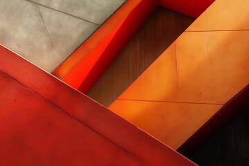 Warm hues and geometric shapes converge in this abstract architectural detail. - obrazy, fototapety, plakaty