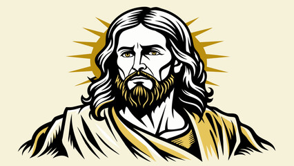 Minimalist hand-drawn simple cute jesus christianity symbol logo tshirt ai victor silhouette graphic elemant design illustration