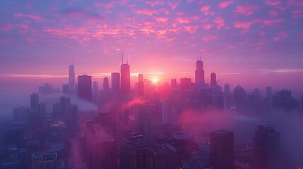Fototapeta na wymiar City Skylines: Photograph iconic city skylines during sunrise or sunset for dramatic effect