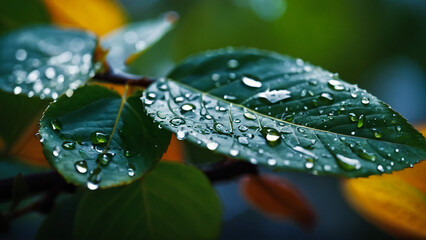 Water drops on a leaf.