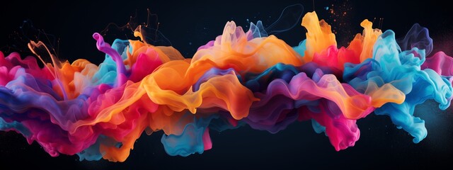 Dive into the world of creativity with a mesmerizing 3D visualization of swirling paint splashes capturing the essence of artistic expression.