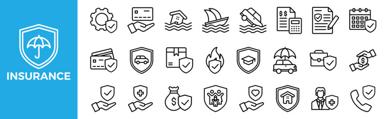 Insurance icon set for design elements