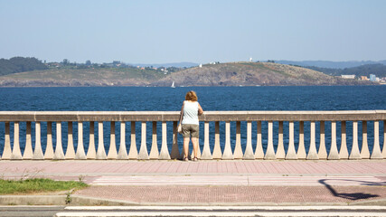 Woman at a promenade in Santiago de Compostela, Spain