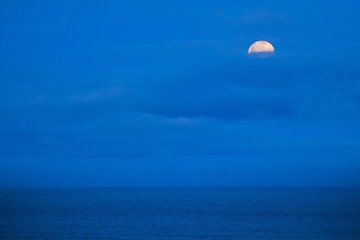 Moon over Watergate Bay, Cornwall