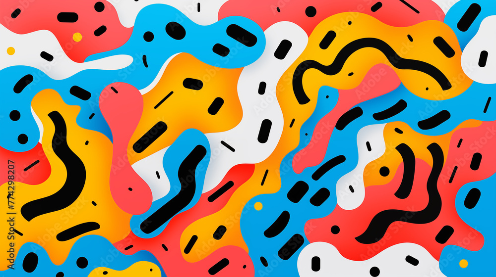 Poster fluid shapes and dotted textures background image. abstract pattern flat colorful illustration backd
