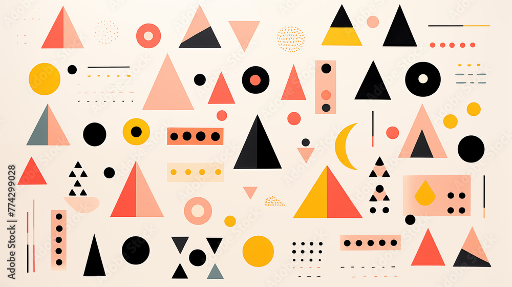Aufkleber geometric shapes ensemble background image. playful and balanced composition flat colorful illustrat