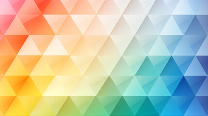 Bright geometric gradient of triangles background image. Triangular mosaic flat colorful illustration backdrop horizontal. Vibrant spectrum of colors transitioning wallpaper art concept