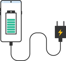 Mobile phone icon during charging with type-c charging cable

