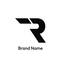 R letter logo. white background.