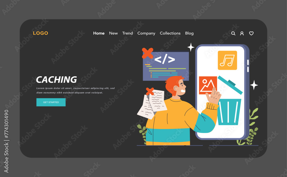 Canvas Prints back-end development web banner or landing page dark or night mode