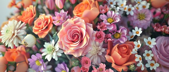 Create a 3D rendering of a bouquet of flowers for Mothers Day