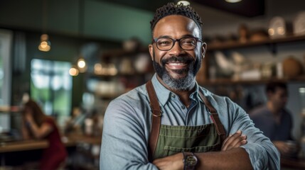 Confident Man in a Cafe