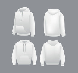 Blank white hoodie template. Long sleeve sweatshirts template with clipping path, gosh for printing.