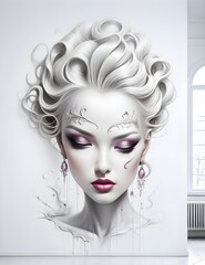 Obraz premium Wall painting in the style of avant-garde and minimalism. Portrait abstraction.