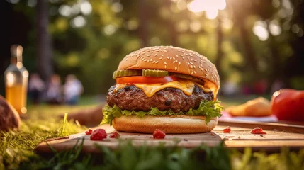 Fotobehang A Succulent Summer Cheeseburger © MP Studio