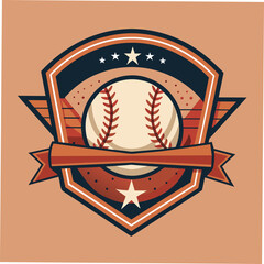 Minimalist Vintage Style baseball Emblem, Vector graphics element Logo design silhouette illustration