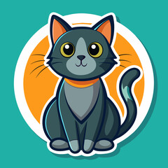 Fototapeta premium Cute modern cartoon cat, Vector graphics element silhouette illustration