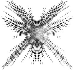 Halftone dotted crucifix mandala with decolorized sector.  For trademarks, logos, brand. Vector. - obrazy, fototapety, plakaty