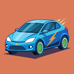 Modern EV Electric Car, Vector graphics element silhouette illustration
