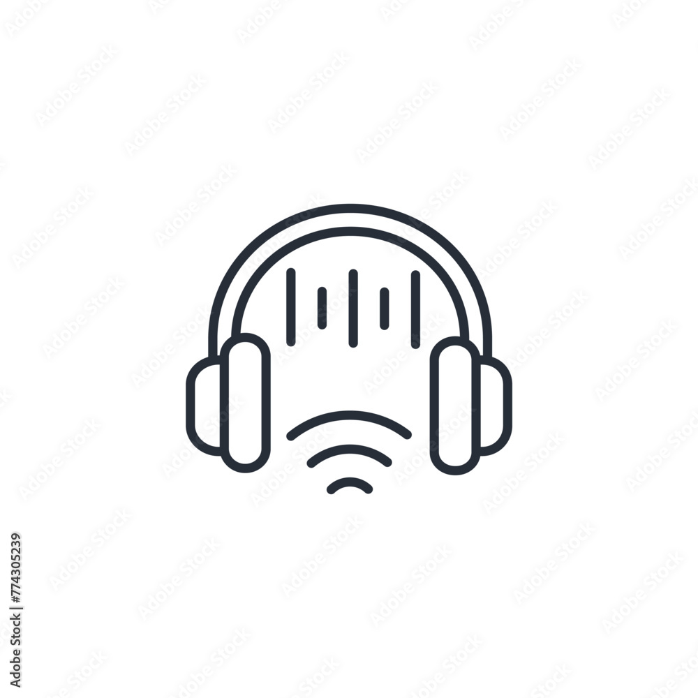 Poster headset icon. vector.editable stroke.linear style sign for use web design,logo.symbol illustration.