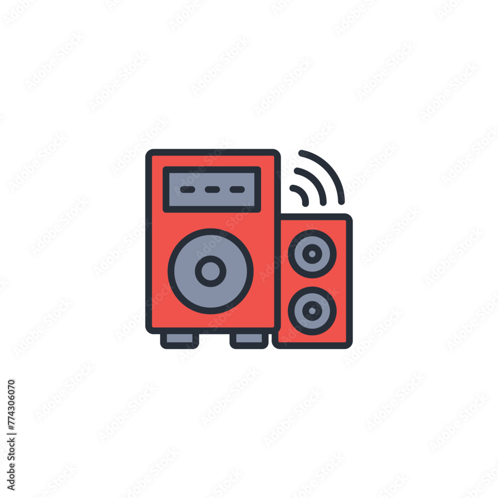 Poster speaker icon. vector.editable stroke.linear style sign for use web design,logo.symbol illustration.