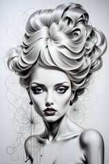 Fototapeta premium Wall painting in the style of avant-garde and minimalism. Portrait abstraction.