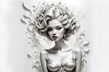 Wall painting in the style of avant-garde and minimalism. Portrait abstraction.