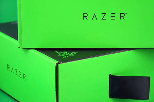 Razer webcam and box with logo.