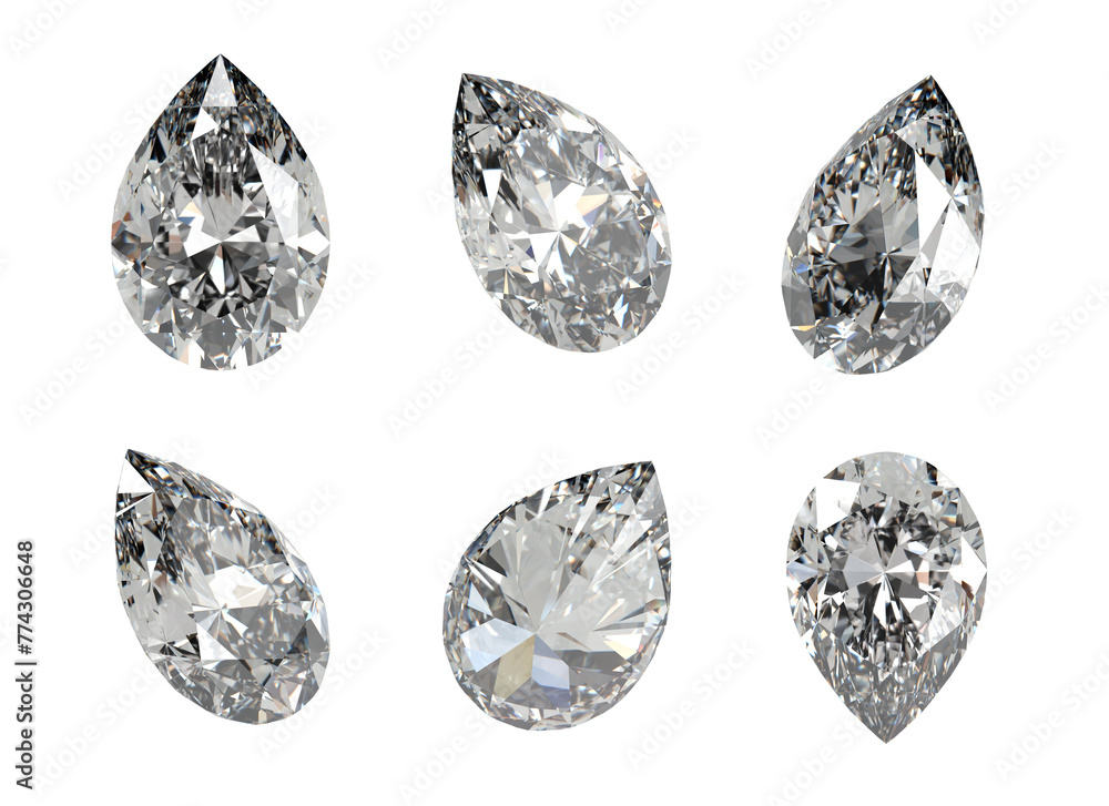 Poster pear diamond isolated background 3d rendering