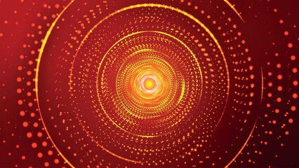 Abstract digital background. Big data visualization. Circular rotation of a fantastic circle of multi-colored particles and lines. Beautiful colored spiral. 3D vector illustration