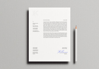 Pressed Letterhead Letter Pencil Identity Branding Logo Logotype Corporate Stationary Minimal Mockup Template