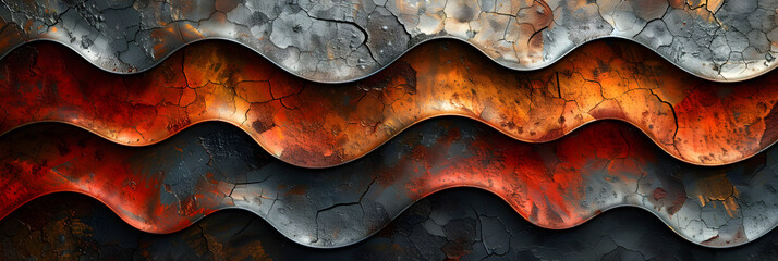 Abstract background of industrial iron metal pat,
A close up of a fish scale pattern with orange and black scales - obrazy, fototapety, plakaty