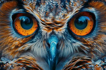 Foto auf Alu-Dibond Mystical Lapland Owl's Eyes in Dreamlike Digital Art Generative AI © Alex
