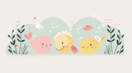 Cute Underwater Reef Illustration - Minimalist Style