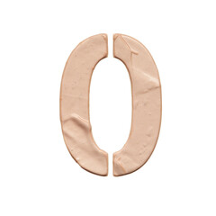 Number zero is created with a light beige tonal base or acrylic paint on a white background.