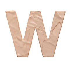 The capital letter W is created with a light beige tonal base or acrylic paint on a white background.
