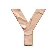 The capital letter Y is created with a light beige tonal base or acrylic paint on a white background.