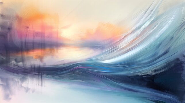 Artistic abstract landscape painting, AI generated