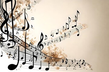 music background with musical notes and copyspace