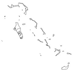Outline of the map of Bahamas with regions